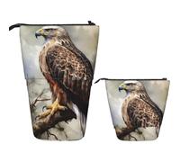 Trousse À Crayons Télescopique Watercolor Of Hawk Sitting In The Tree Papeterie Trousse Retractable Crayon Cosmé Porte-Stylo Pour Le Bureau Cosmétiques Garçons Filles