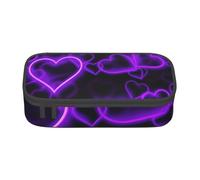 Trousse à crayons tendance avec cœurs violets pour filles et garçons, grande capacité pour étudiants, artistes, école, bureau, collège, Noir , Taille unique, Cartable