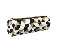 Trousse à crayons tendance moderne avec imprimé triangles noirs et dorés pour adultes - Pochette élégante - Organisateur de papeterie - Pour tous les jours et les voyages, doré, One Size, Organiseur