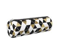 Trousse à crayons tendance moderne avec imprimé triangles noirs et dorés pour adultes - Pochette élégante - Organisateur de papeterie - Pour tous les jours et les voyages, Argenté., One Size