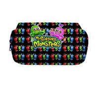 Trousse à crayons tendance My Singing Monsters pour filles/garçons, adolescents, écolier, cadeau Wubbox, grande capacité, compartiment pour la rentrée scolaire, E, 21 x 10 x 7.5 cm, Dessin animé