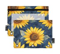 Trousse à crayons tendance pour peinture à l'huile de tournesol, trousse à maquillage pour 3 anneaux avec 3 anneaux pour fournitures scolaires Ofhce, Peinture à l'huile tournesol tendance, 1 sizex2