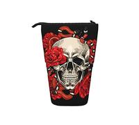 Trousse à Crayons tête de Mort Rouge Rose Fleur Serpent Stylo Support télescopique Papeterie Support de Rangement Pochette Fournitures Scolaires pour étudiant Artiste Bureau infirmière