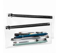 Trousse à Crayons Transparente 2 Pièces, Trousse Scolaire PVC 20cm | Étanche, résistante et réutilisable, Idéale pour école, bureau et voyages, rangement pratique des stylos, règles et gommes