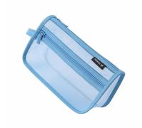 Trousse à crayons transparente avec fermeture éclair en maille en nylon, trousse de rangement pour examen, école, bureau, examens, papeterie, factures, accessoires de voyage (noir, bleu, rose, blanc