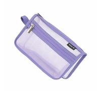 Trousse à crayons transparente avec fermeture éclair en maille en nylon, trousse de rangement pour examen, école, bureau, examens, papeterie, factures, accessoires de voyage (noir, bleu, rose, blanc