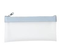 Trousse à crayons transparente - Trousse à crayons transparente en plastique - Trousse de rangement transparente ronde en PVC pour trousse à crayons - Trousse à pinceaux, bleu, 18,5 x 10 cm, Moderne