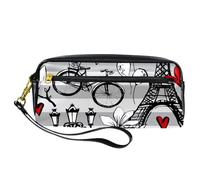 Trousse à crayons Travel in Paris en cuir synthétique avec fermeture éclair pour garçons et filles, fournitures scolaires et de bureau