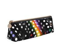 Trousse à crayons triangulaire à paillettes arc-en-ciel à pois noirs et blancs - Organiseur de voyage polyvalent pour tous les jours