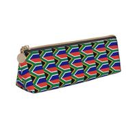 Trousse à crayons triangulaire avec imprimé drapeau de l'Afrique du Sud - Grande capacité - Organiseur de papeterie - Pochette de transport