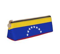 Trousse à crayons triangulaire avec imprimé drapeau du Venezuela pour grande capacité
