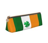 Trousse à crayons triangulaire avec imprimé drapeau irlandais grande capacité