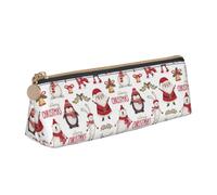 Trousse à crayons triangulaire avec imprimé Père Noël - Grande capacité - Organiseur de papeterie élégant