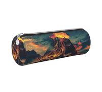 Trousse à crayons triangulaire avec imprimé volcan - Grande capacité - Organiseur de papeterie élégant