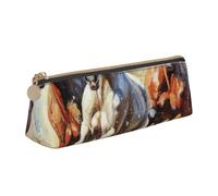 Trousse à crayons triangulaire avec motif chevaux en cours d'exécution - Accessoire de bureau