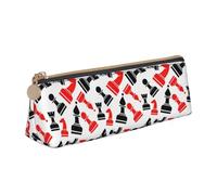 Trousse à crayons triangulaire avec motif d'échecs - Grande capacité - Organisateur de papeterie - Accessoire de bureau