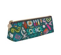 Trousse à crayons triangulaire élégante avec impression sur le thème de la science de dessin animé pour organiseur de papeterie de grande capacité