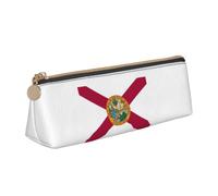 Trousse à crayons triangulaire élégante avec imprimé drapeau de l'État de Floride pour organiseur de papeterie de grande capacité