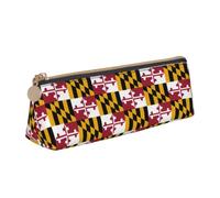 Trousse à crayons triangulaire élégante avec imprimé drapeau de l'État du Maryland pour organiseur de papeterie de grande capacité