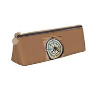Trousse à crayons triangulaire élégante avec motif de boussole de bateau maritime pour organiseur de papeterie de grande capacité