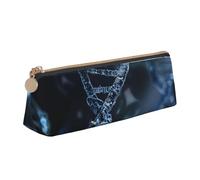 Trousse à crayons triangulaire en cuir avec chaîne ADN imprimée photo pour hommes, femmes, adolescents, étudiants, blanc, Taille unique, Cartable