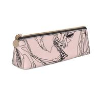 Trousse à crayons triangulaire en cuir avec fermeture éclair pour femme et homme Motif baisers