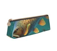 Trousse à crayons triangulaire en cuir pour filles et garçons, motif poisson coloré sous la mer pour étudiants, école, bureau, voyage, blanc, Taille unique, Cartable