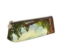 Trousse à crayons triangulaire et pochette à cosmétiques en cuir PVC avec fermeture éclair pour l'école, le bureau, les voyages, Spring Park, One Size, Cartable