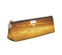 Trousse à crayons triangulaire et pochette à cosmétiques en cuir PVC avec fermeture éclair pour l'école, le bureau, les voyages, Sunset Hawaii Beach, One Size, Cartable