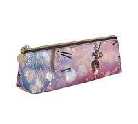 Trousse à crayons triangulaire et pochette à cosmétiques en cuir PVC avec fermeture éclair pour l'école, le bureau, les voyages, Célébration du Nouvel An des douze heures, One Size, Cartable