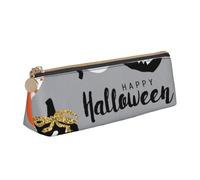 Trousse à crayons triangulaire et pochette à cosmétiques en cuir PVC avec fermeture éclair pour l'école, le bureau, les voyages, Joyeuse fête d'Halloween, One Size, Cartable
