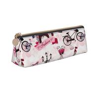 Trousse à crayons triangulaire et pochette cosmétique en cuir PVC avec fermeture éclair pour l'école, le bureau, les voyages, Paysage urbain Paris Tour Eiffel France, One Size, Cartable