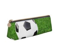 Trousse à crayons triangulaire et trousse à maquillage en cuir PVC avec fermeture éclair pour l'école, le bureau, les voyages, Ballon de football, One Size, Cartable