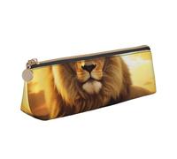 Trousse à crayons triangulaire lion et oiseau au coucher du soleil pour filles et garçons, jolie pochette à stylos et trousse de maquillage pour étudiants, école, bureau, voyage, blanc, Taille unique,