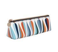 Trousse à crayons triangulaire moderne du milieu du siècle avec impression de formes en forme de goutte pour organiseur de papeterie de grande capacité