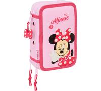 Trousse à crayons triple Minnie Mouse Naïve Rose 12,5 x 19,5 x 5,5 cm 37 pièces