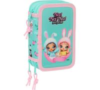 Trousse à crayons triple NaNaNa Surprise Bunny rose turquoise 12,5 x 19,5 x 5,5 cm 37 pièces