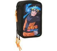 Trousse à crayons triple Naruto Noir 12,5 x 19,5 x 5,5 cm 37 pièces