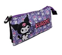 Trousse Ã crayons triple pencil enfant Manenti Hello Kitty Kuromi Violet 22x14x3,5 cm