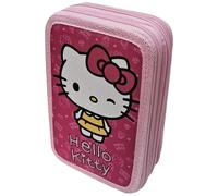 Trousse Ã crayons triple pencil enfant Manenti Hello Kitty My Style Rose 13,5x20x6,5 cm