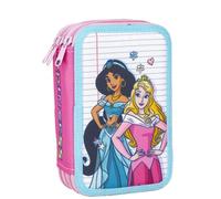 Trousse à crayons triple Princesses Disney 43 pièces rose 13 x 6,5 x 19,5 cm