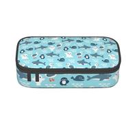 Trousse à Crayons, Trousse à Crayons imprimée de Grande capacité, Porte-Crayon pour Bureau, école,Animaux Marins Phoque Baleine Requin Pingouin Et