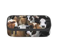 Trousse à Crayons, Trousse à Crayons imprimée de Grande capacité, Porte-Crayon pour Bureau, école,Animaux de la Ferme Vaches laitières Vache