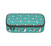 Trousse à Crayons, Trousse à Crayons imprimée de Grande capacité, Porte-Crayon pour Bureau, école,Basset Hound Chien Simple Sarcelle