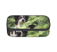 Trousse à Crayons, Trousse à Crayons imprimée de Grande capacité, Porte-Crayon pour Bureau, école,Border Collie Chiens Bokeh Animaux Noir Blanc