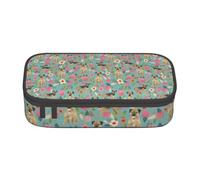 Trousse à Crayons, Trousse à Crayons imprimée de Grande capacité, Porte-Crayon pour Bureau, école,Border Terrier Florals Race de Chien Bleu