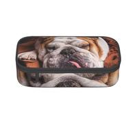 Trousse à Crayons, Trousse à Crayons imprimée de Grande capacité, Porte-Crayon pour Bureau, école,Bulldogs Anglais Muselière Animaux Chiens endormis