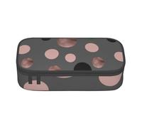 Trousse à Crayons, Trousse à Crayons imprimée de Grande capacité, Porte-Crayon pour Bureau, école,Cercles Noirs élégants en Faux Rose
