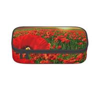 Trousse à Crayons, Trousse à Crayons imprimée de Grande capacité, Porte-Crayon pour Bureau, école,Champ de Coquelicots au Coucher du Soleil