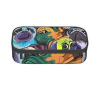 Trousse à Crayons, Trousse à Crayons imprimée de Grande capacité, Porte-Crayon pour Bureau, école,Chien Carlin drôle de Dessin animé